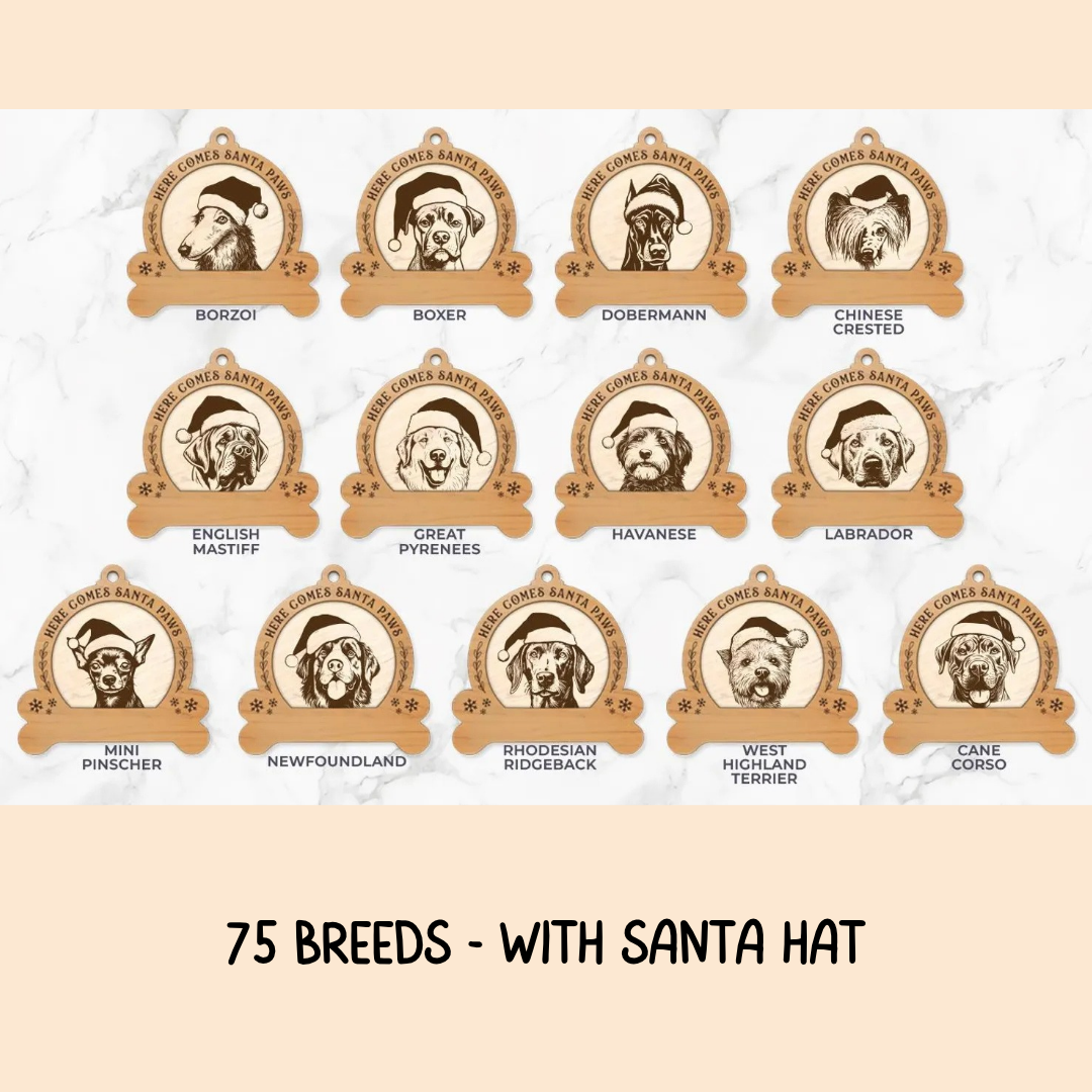Personalised Dog Christmas Decorations | Wooden Dog Baubles